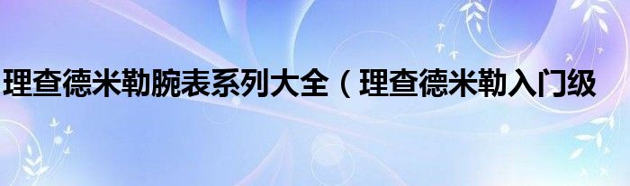 理查德米勒腕表系列大全（理查德米勒入门级