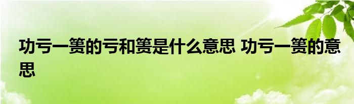 功亏一篑的亏和篑是什么意思 功亏一篑的意思