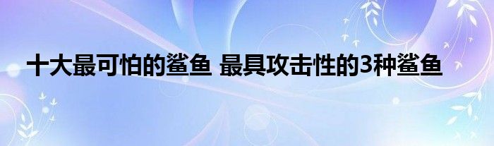 十大最可怕的鲨鱼 最具攻击性的3种鲨鱼