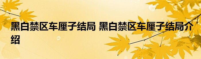 黑白禁区车厘子结局 黑白禁区车厘子结局介绍