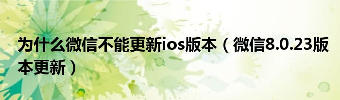 为什么微信不能更新ios版本（微信8.0.23版本更新）