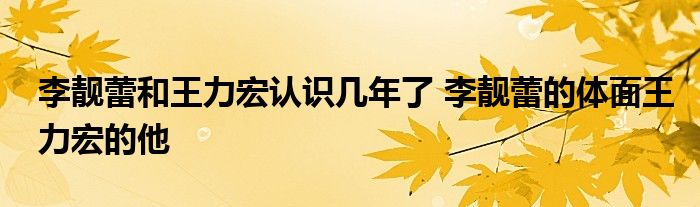 李靓蕾和王力宏认识几年了 李靓蕾的体面王力宏的他