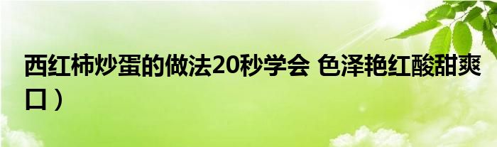 西红柿炒蛋的做法20秒学会 色泽艳红酸甜爽口）