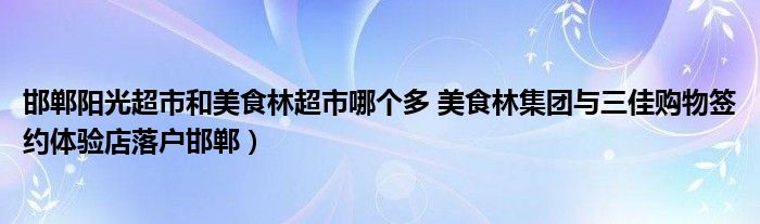 邯郸阳光超市和美食林超市哪个多 美食林集团与三佳购物签约体验店落户邯郸）