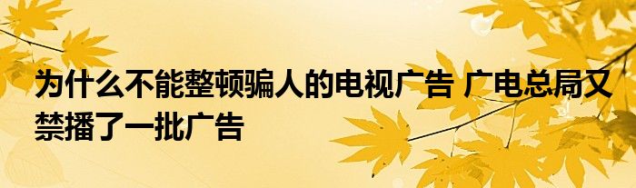 为什么不能整顿骗人的电视广告 广电总局又禁播了一批广告