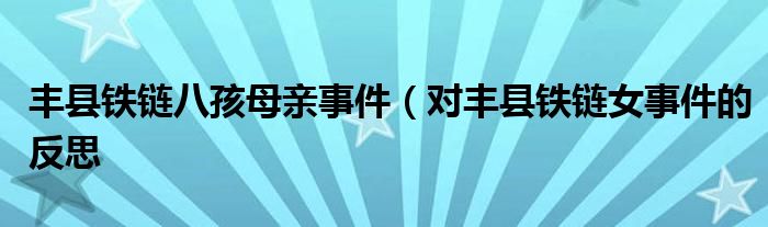 丰县铁链八孩母亲事件（对丰县铁链女事件的反思