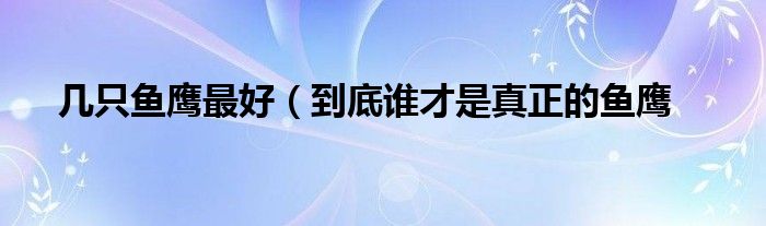 几只鱼鹰最好（到底谁才是真正的鱼鹰