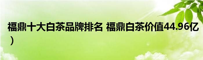 福鼎十大白茶品牌排名 福鼎白茶价值44.96亿）