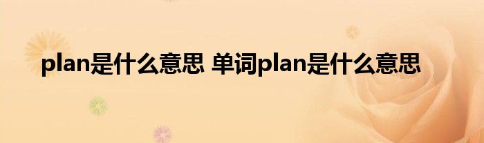 plan是什么意思 单词plan是什么意思