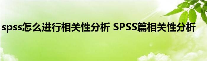 spss怎么进行相关性分析 SPSS篇相关性分析