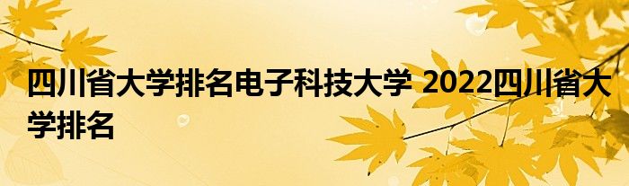 四川省大学排名电子科技大学 2022四川省大学排名