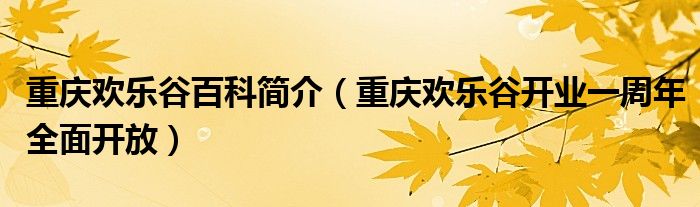 重庆欢乐谷百科简介（重庆欢乐谷开业一周年全面开放）