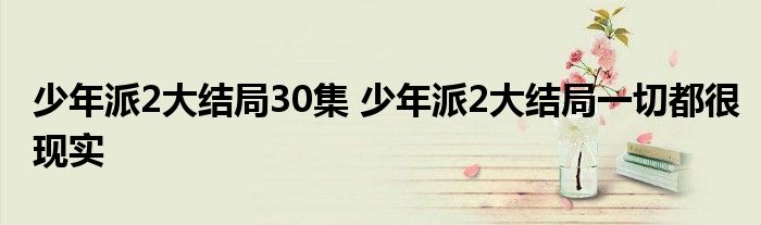 少年派2大结局30集 少年派2大结局一切都很现实