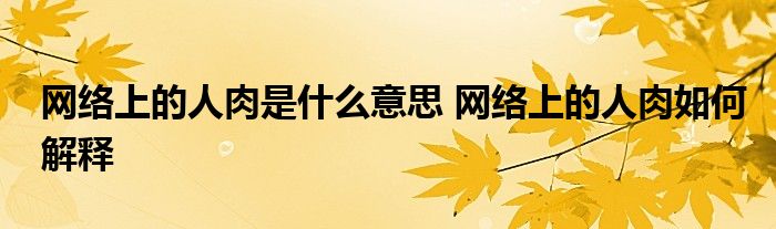 网络上的人肉是什么意思 网络上的人肉如何解释