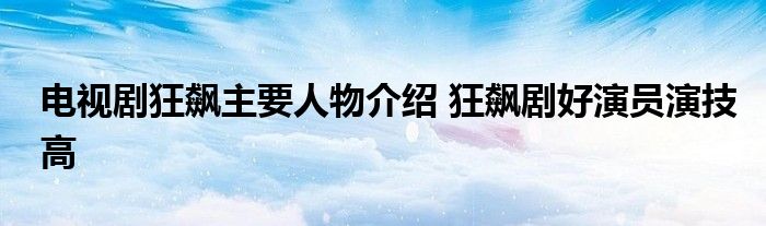 电视剧狂飙主要人物介绍 狂飙剧好演员演技高