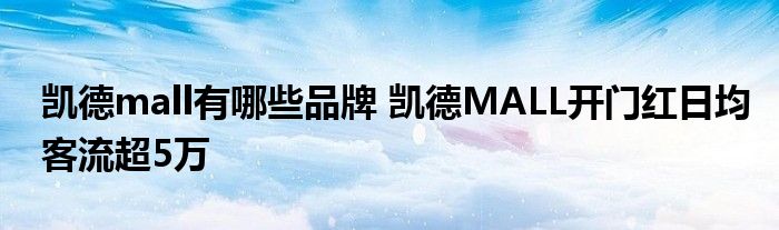 凯德mall有哪些品牌 凯德MALL开门红日均客流超5万