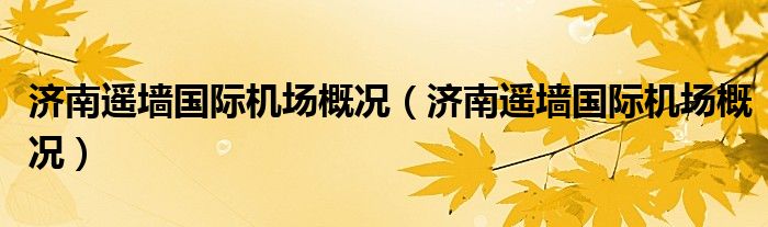 济南遥墙国际机场概况（济南遥墙国际机场概况）