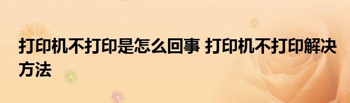 打印机不打印是怎么回事 打印机不打印解决方法