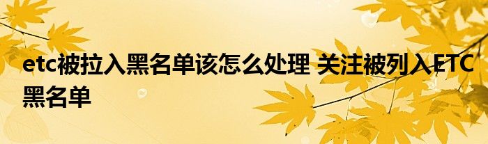 etc被拉入黑名单该怎么处理 关注被列入ETC黑名单