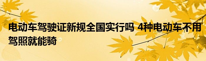 电动车驾驶证新规全国实行吗 4种电动车不用驾照就能骑