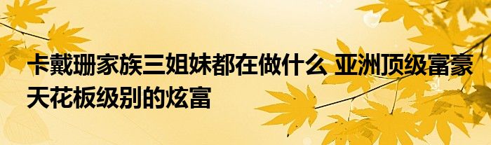 卡戴珊家族三姐妹都在做什么 亚洲顶级富豪天花板级别的炫富