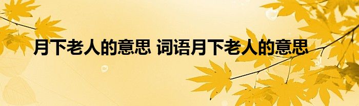 月下老人的意思 词语月下老人的意思