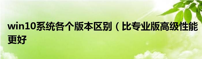 win10系统各个版本区别（比专业版高级性能更好