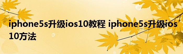 iphone5s升级ios10教程 iphone5s升级ios10方法