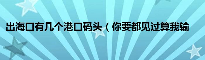 出海口有几个港口码头（你要都见过算我输