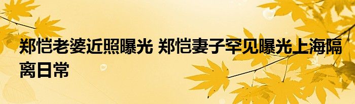 郑恺老婆近照曝光 郑恺妻子罕见曝光上海隔离日常