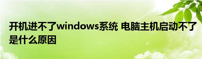 开机进不了windows系统 电脑主机启动不了是什么原因