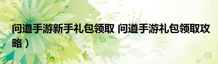 问道手游新手礼包领取 问道手游礼包领取攻略）