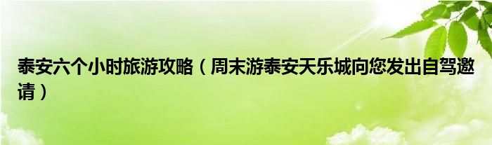 泰安六个小时旅游攻略（周末游泰安天乐城向您发出自驾邀请）