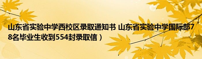 山东省实验中学西校区录取通知书 山东省实验中学国际部78名毕业生收到554封录取信）