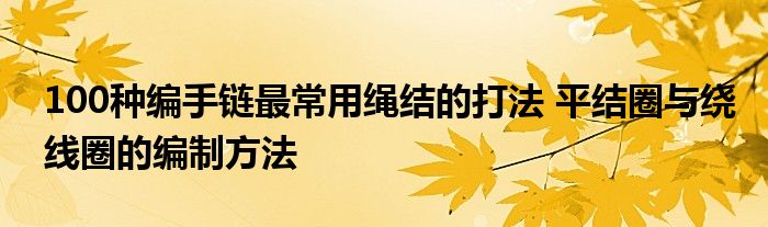 100种编手链最常用绳结的打法 平结圈与绕线圈的编制方法