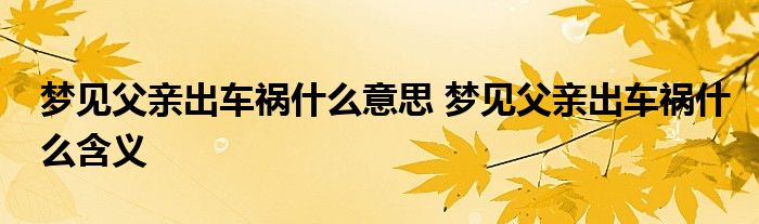 梦见父亲出车祸什么意思 梦见父亲出车祸什么含义