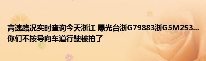 高速路况实时查询今天浙江 曝光台浙G79883浙G5M2S3...你们不按导向车道行驶被拍了