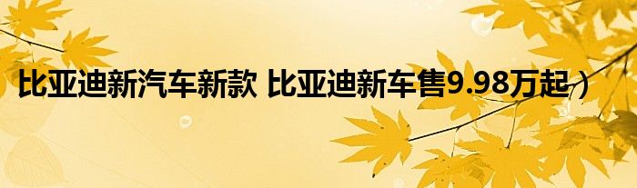 比亚迪新汽车新款 比亚迪新车售9.98万起）