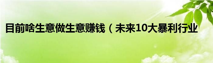 目前啥生意做生意赚钱（未来10大暴利行业