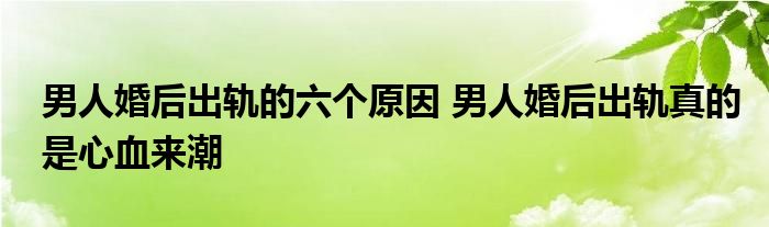 男人婚后出轨的六个原因 男人婚后出轨真的是心血来潮