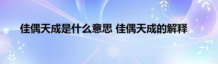 佳偶天成是什么意思 佳偶天成的解释