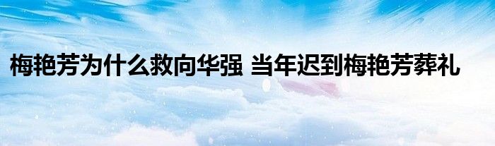 梅艳芳为什么救向华强 当年迟到梅艳芳葬礼