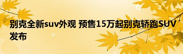 别克全新suv外观 预售15万起别克轿跑SUV发布