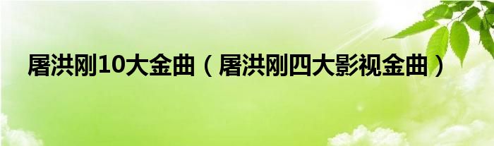 屠洪刚10大金曲（屠洪刚四大影视金曲）