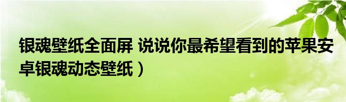 银魂壁纸全面屏 说说你最希望看到的苹果安卓银魂动态壁纸）