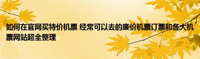 如何在官网买特价机票 经常可以去的廉价机票订票和各大机票网站超全整理