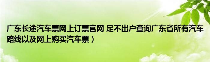 广东长途汽车票网上订票官网 足不出户查询广东省所有汽车路线以及网上购买汽车票）