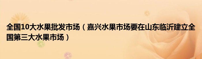 全国10大水果批发市场（嘉兴水果市场要在山东临沂建立全国第三大水果市场）