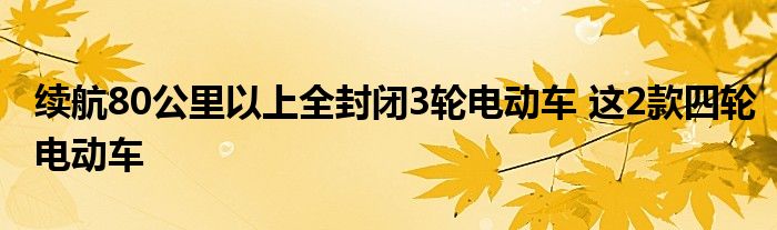 续航80公里以上全封闭3轮电动车 这2款四轮电动车