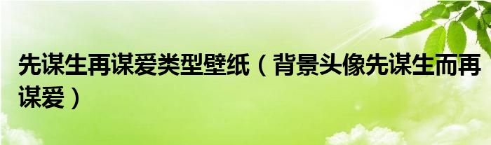 先谋生再谋爱类型壁纸（背景头像先谋生而再谋爱）